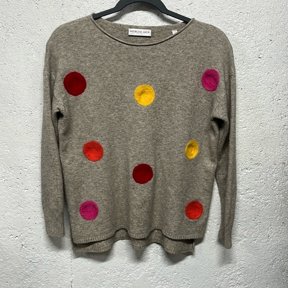 Patrizia Luca Sweaters - Patrizia Luca XS Polka Dot Sweater Tan Pink Red Yellow